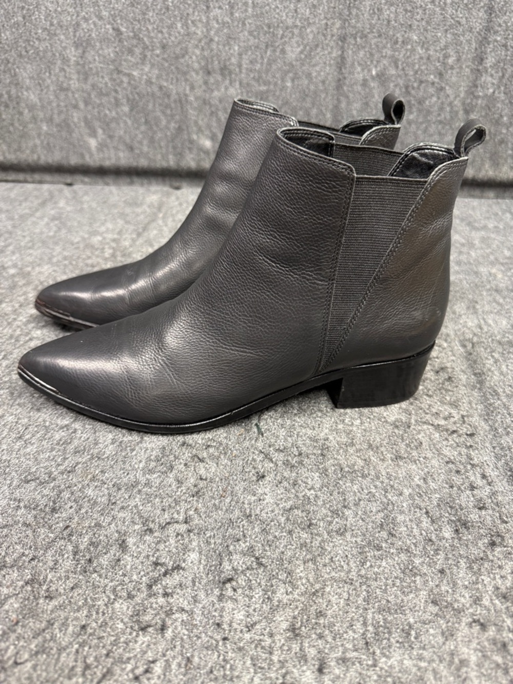 Marc Fisher YALE Black Pointed Leather Booties - Picture 6 of 11
